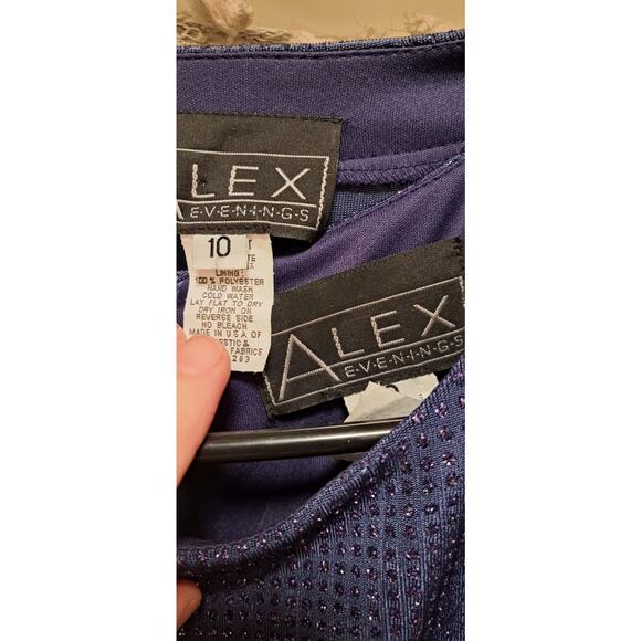 Vintage Alex Evenings Navy Blue Long Formal Maxi Dress Sz 10 Sparkly Jacket - Picture 2 of 8